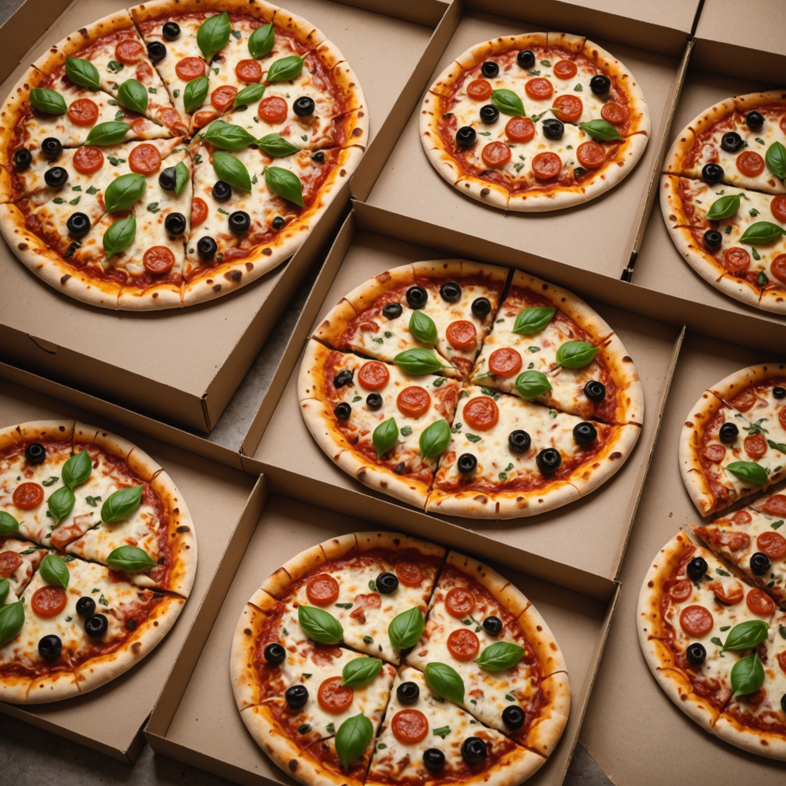 Beautifully crafted homemade pizzas in takeaway boxes ready for participants to bring home